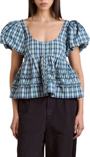 Damson Madder Summer Joy Plaid Organic Cotton Top