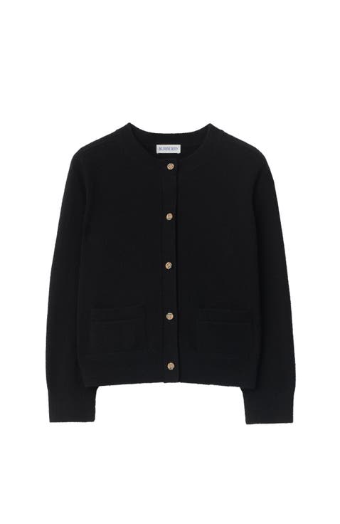 Check Patch Wool Cashmere Cardigan
