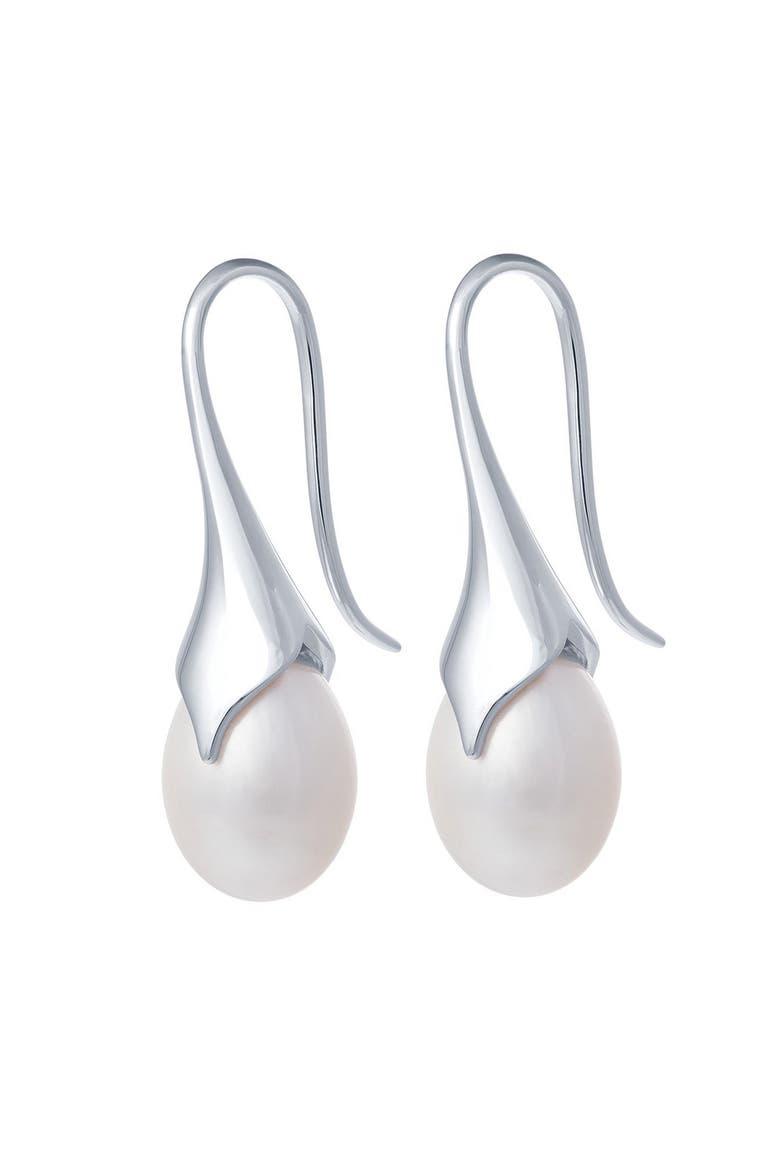 Pearl Drop Earrings, Main, color, Sterling Silver