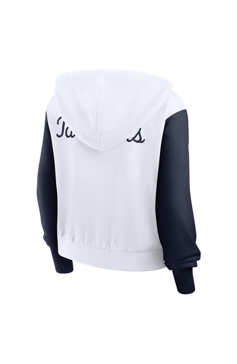 Jordan Brand Women's Jordan Brand White North Carolina Tar Heels Cropped Athletic Prep Color Block Script Full-Zip Hoodie, Alternate, color, White