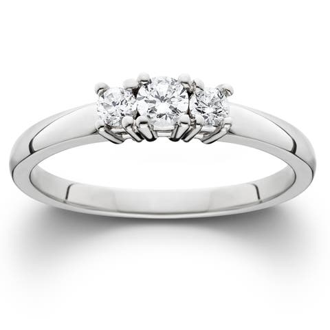 1/4 Ct Three Stone Lab Grown Diamond Engagement Ring 10k Gold