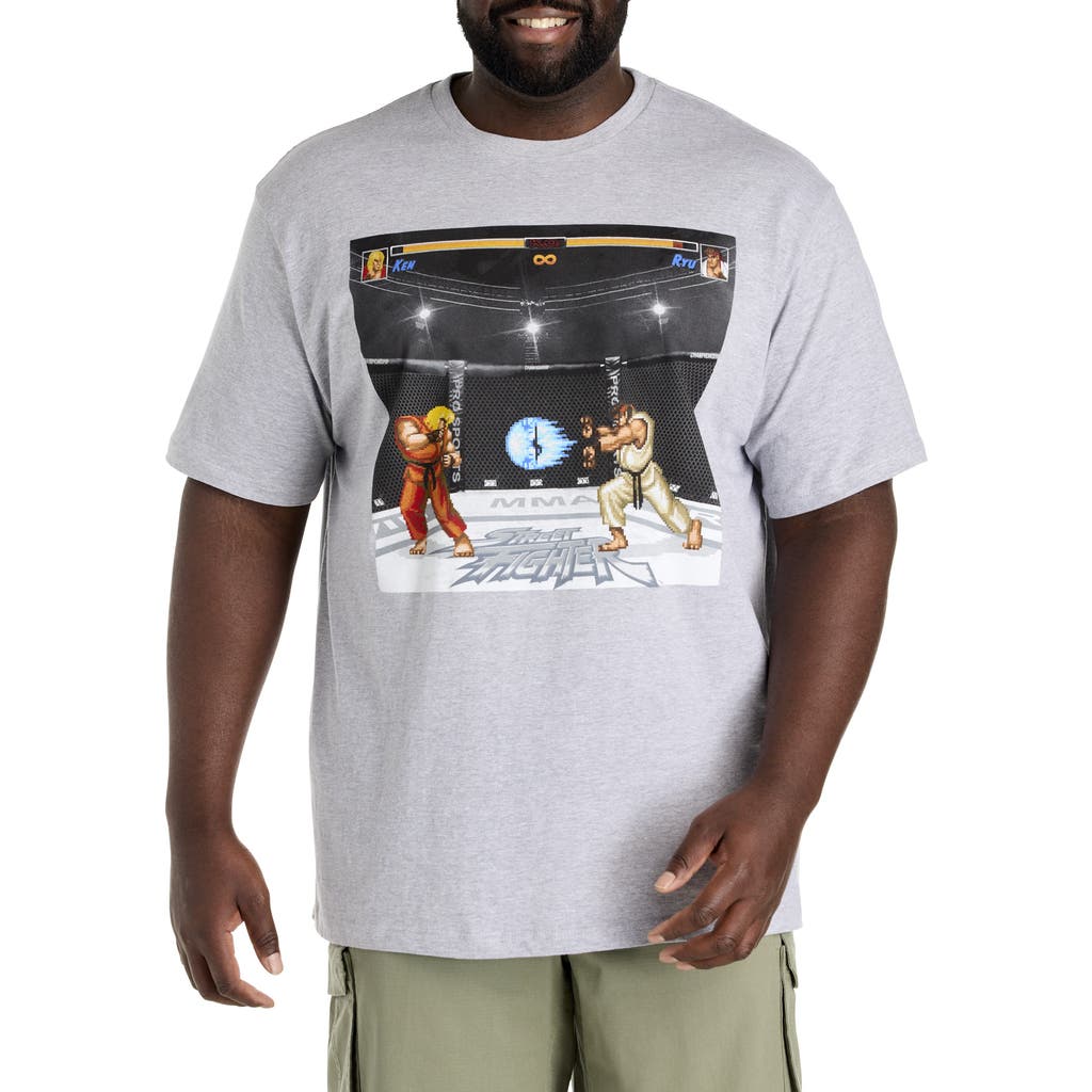 True Nation By Dxl Big & Tall Street Fighter Graphic Tee In Heather Grey