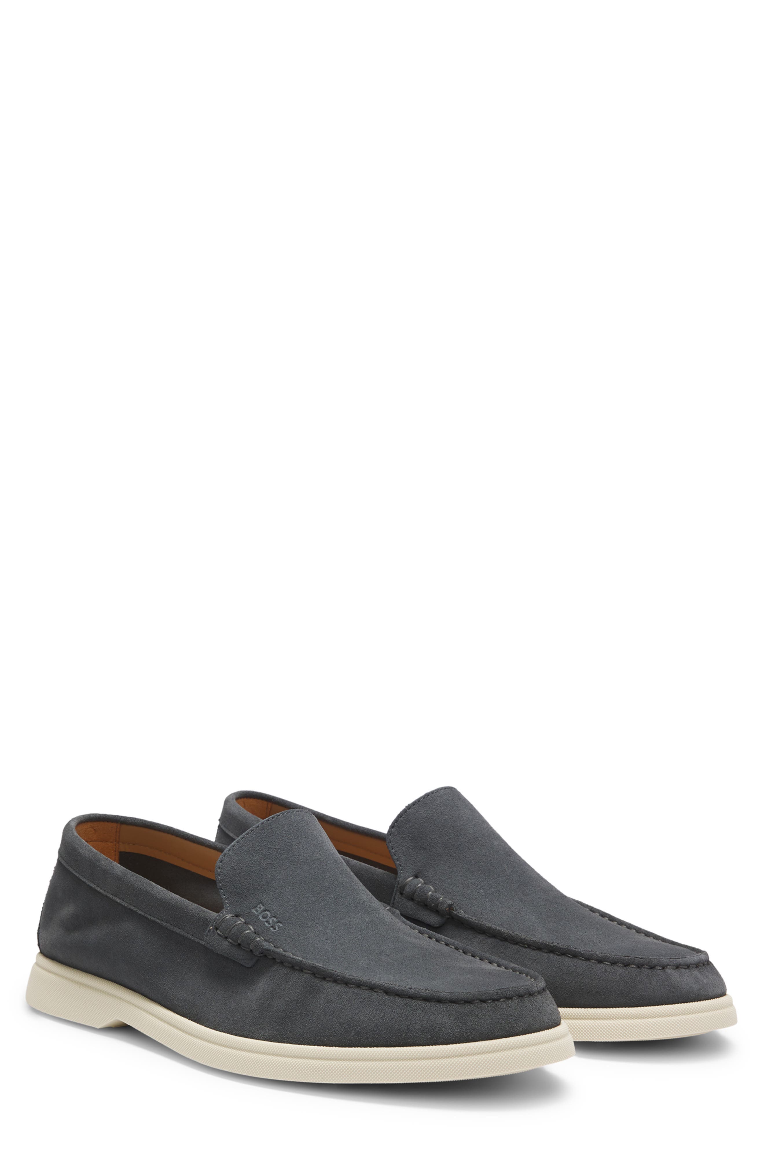 BOSS Sienne Moc Toe Loafer, Main, color, Dark Grey
