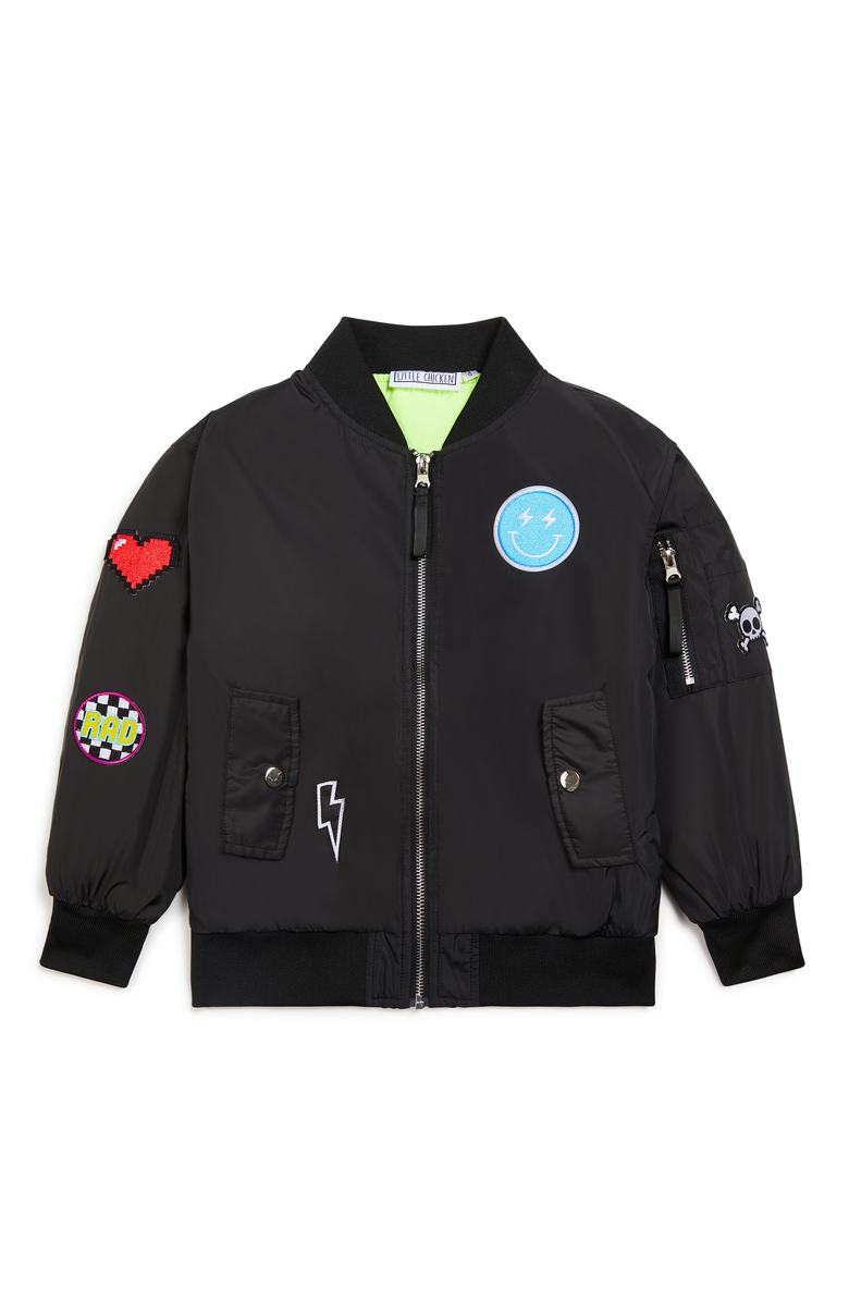 Little Chicken Kids' Patched Nylon Bomber Jacket, Main, color, 