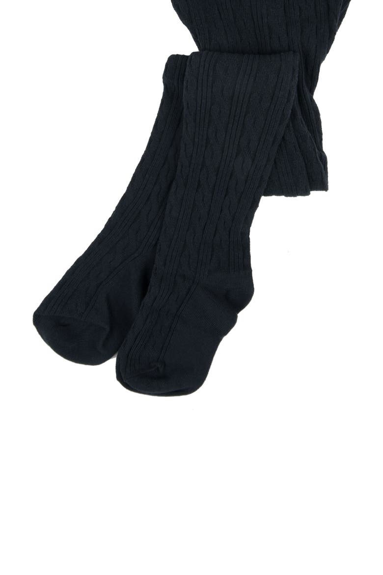 Girls Cable Knit Tights, Cotton Blend, Alternate, color, Navy