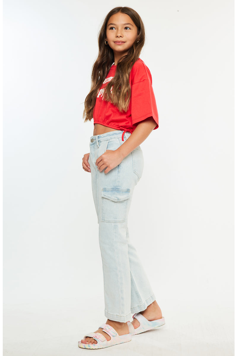 Normani High Rise Cargo Flare Jeans, Alternate, color, Light Wash