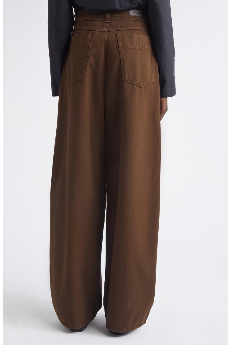High Waist Cotton Twill Wide Leg Pants, Alternate, color, CACAO