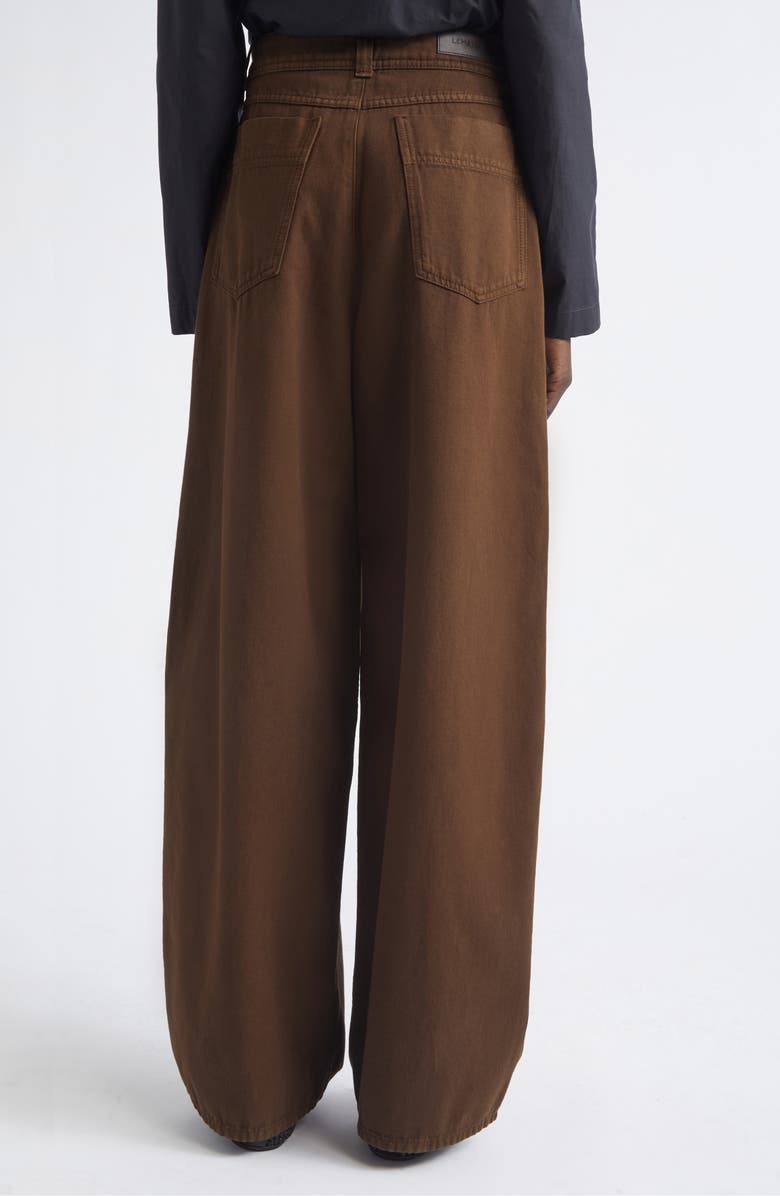 Lemaire High Waist Cotton Twill Wide Leg Pants, Alternate, color, Cacao