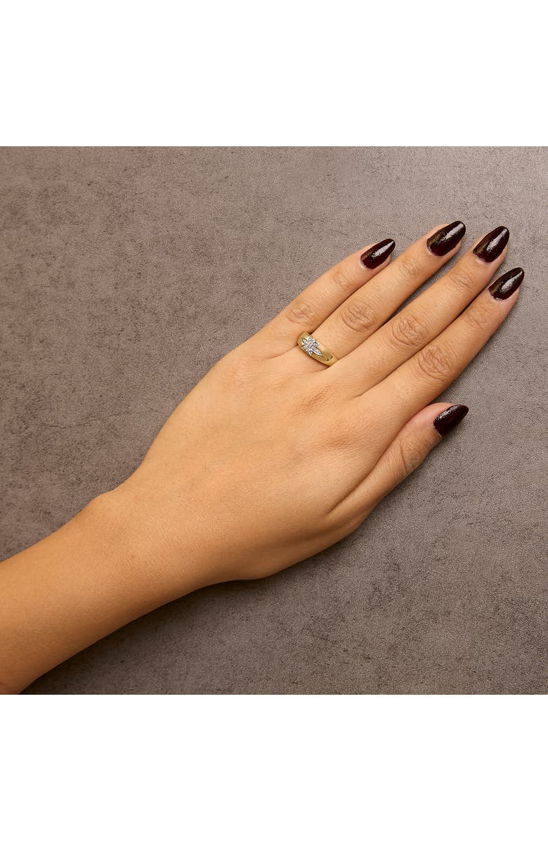 Haus of Brilliance 18K Yellow Gold 1/10 Cttw Diamond Star Burst Inlay Ring, Alternate, color, Yellow Gold