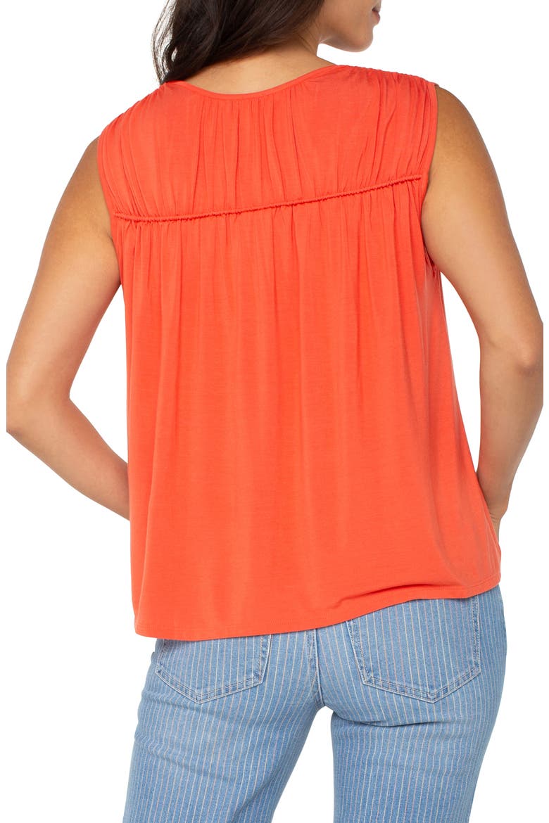 Shirred Sleeveless Knit Top, Alternate, color, CLEMENTINE