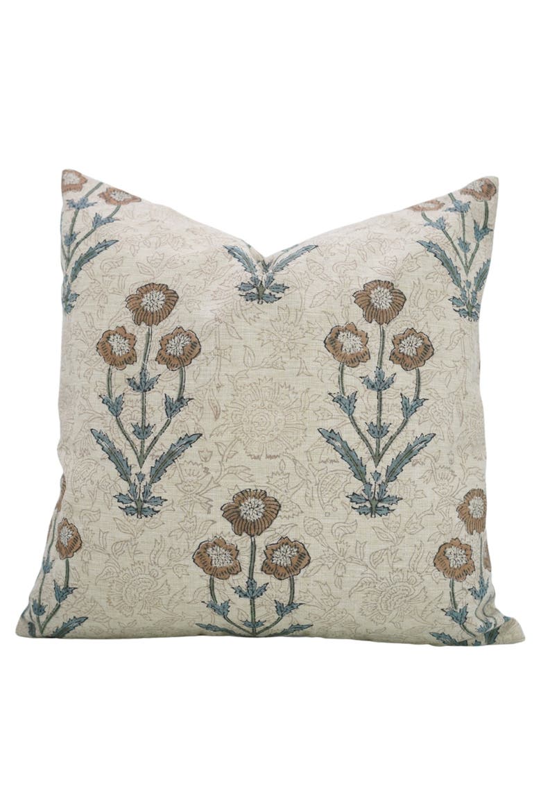 Amitabh Floral Block Design Pillow Cover, Main, color, Brown