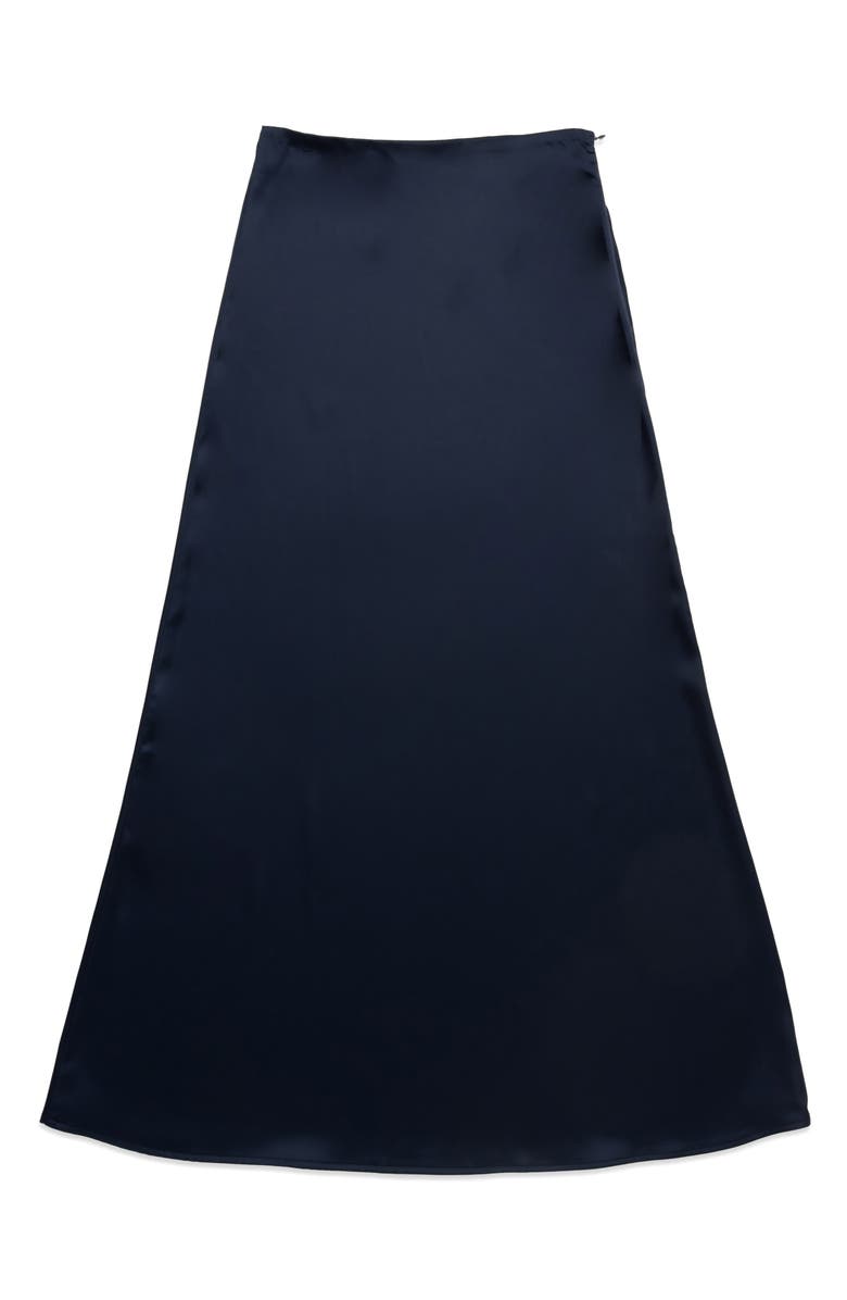 DELUC Marcus Satin Maxi Skirt, Alternate, color, Navy