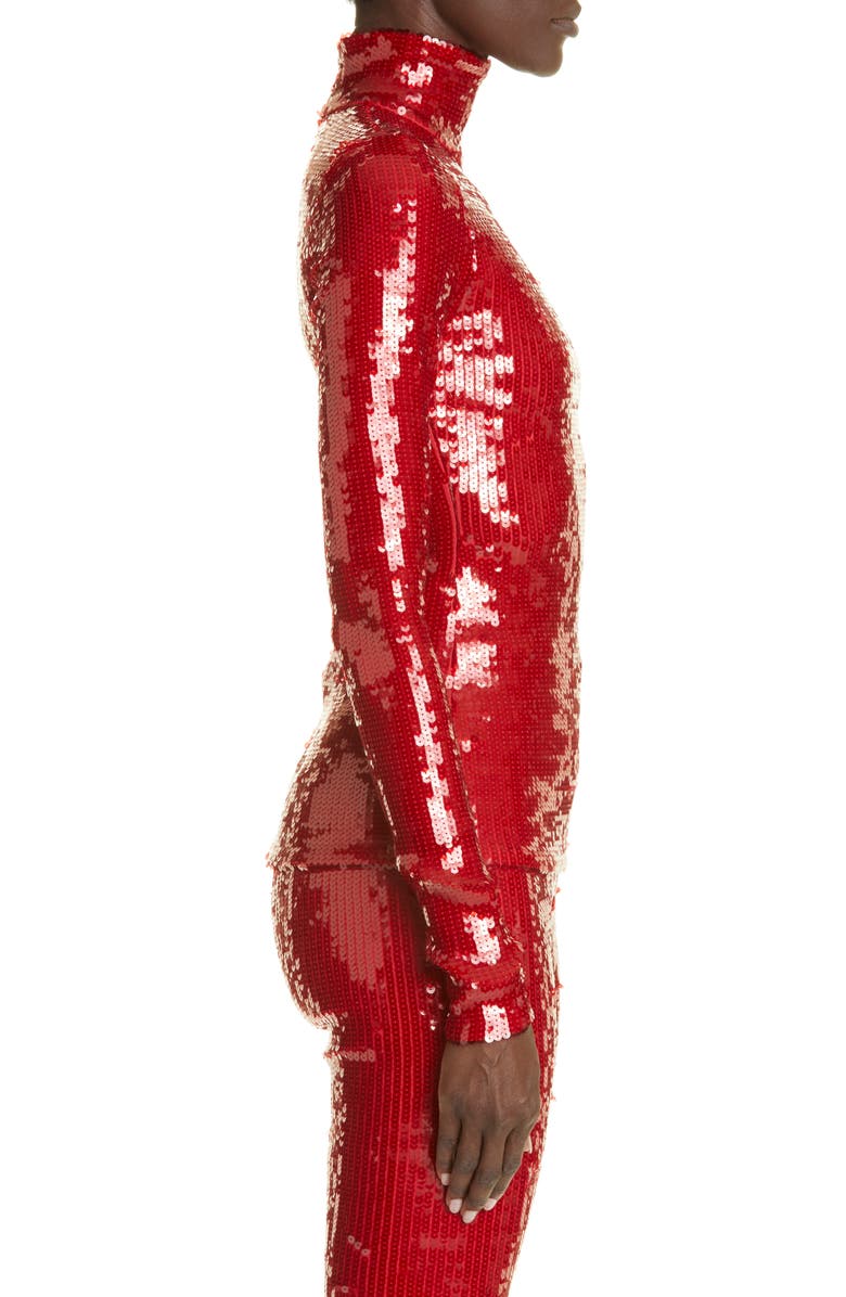 LaQuan Smith Sequin Mock Neck Long Sleeve Top, Alternate, color, 