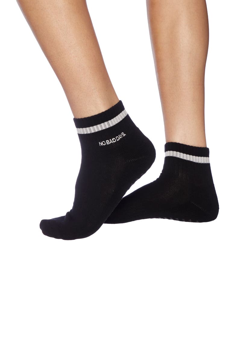 Embroidered Ankle Grip Socks, Main, color, Black