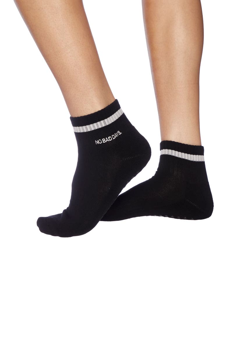 Souls. Embroidered Ankle Grip Socks, Main, color, Black