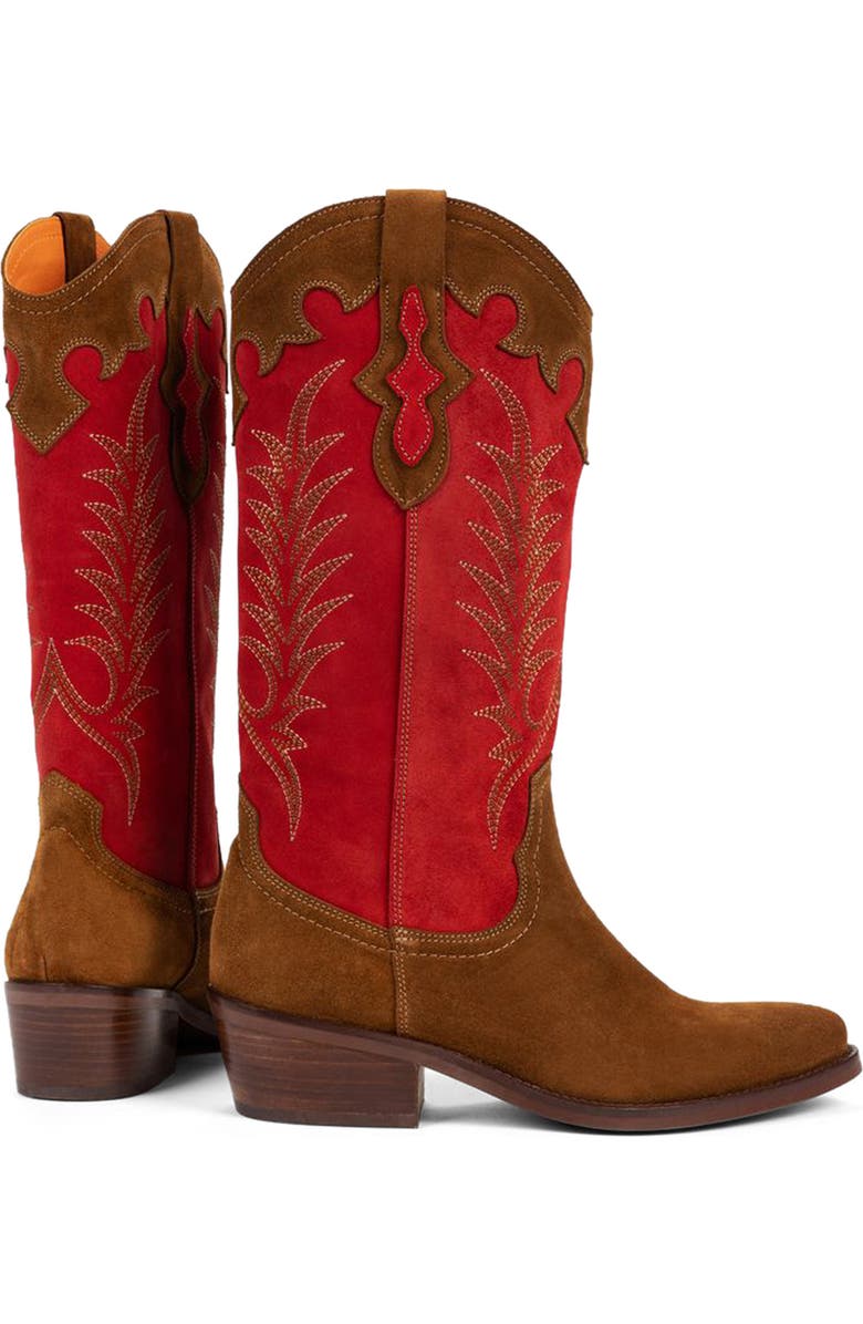 Penelope Chilvers Jolene Cowboy Boot, Alternate, color, Peat/ Red