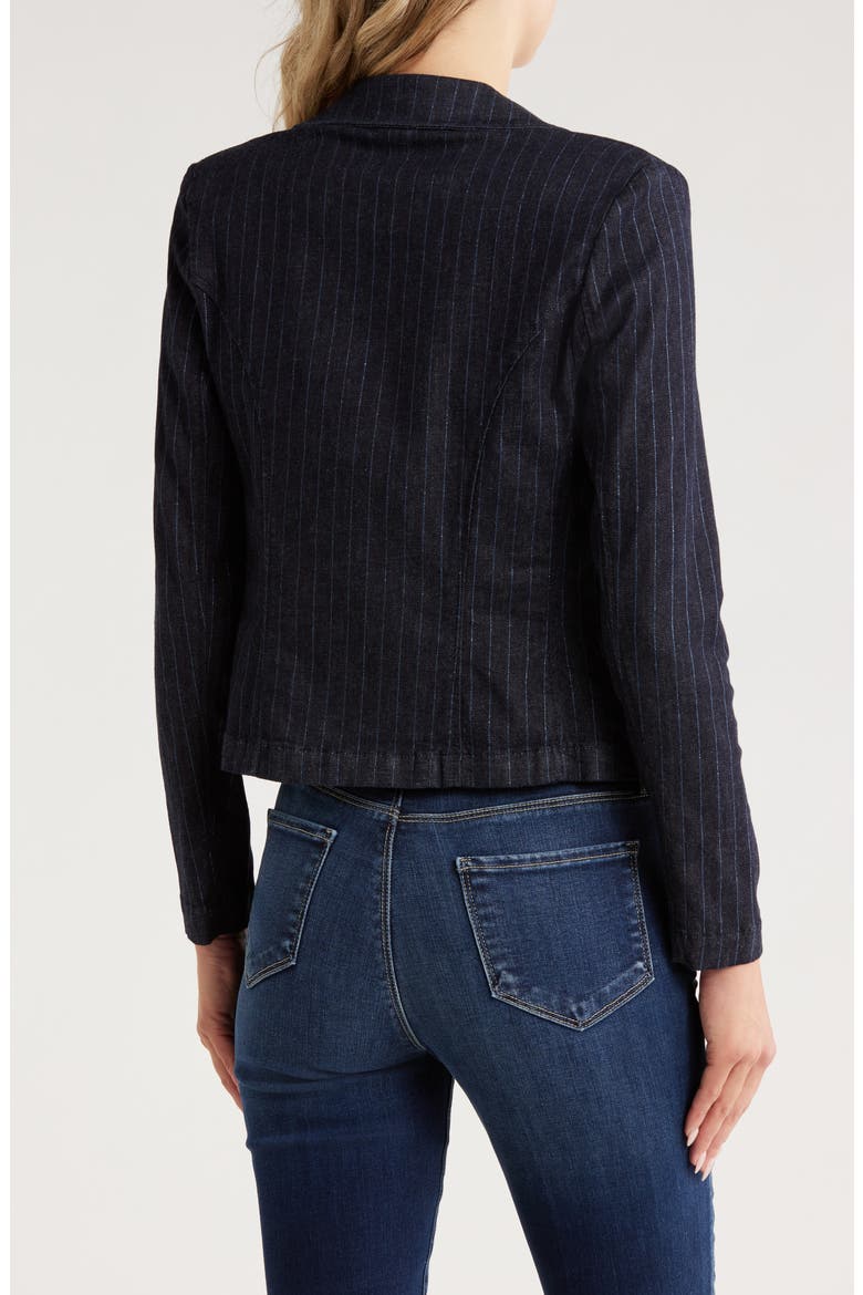 Wayne Pinstripe Double Breast Crop Jacket, Alternate, color, INDIGO/ BLUE GLITTER STRIPE