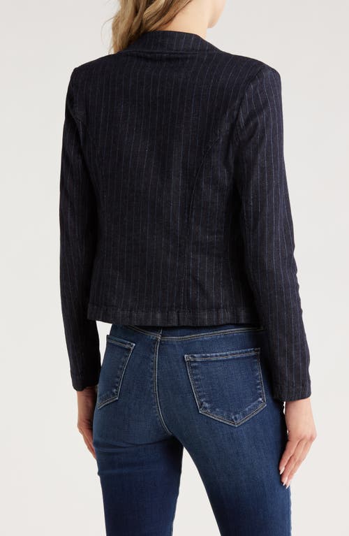 L Agence L'agence Wayne Pinstripe Double Breast Crop Jacket In Blue