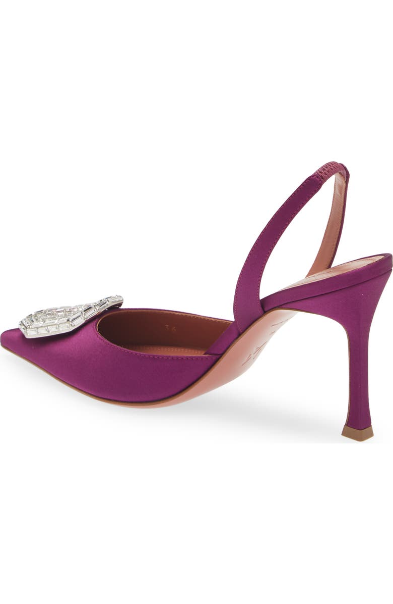 Amina Muaddi Camelia Crystal Buckle Pointed Toe Slingback Pump, Alternate, color,