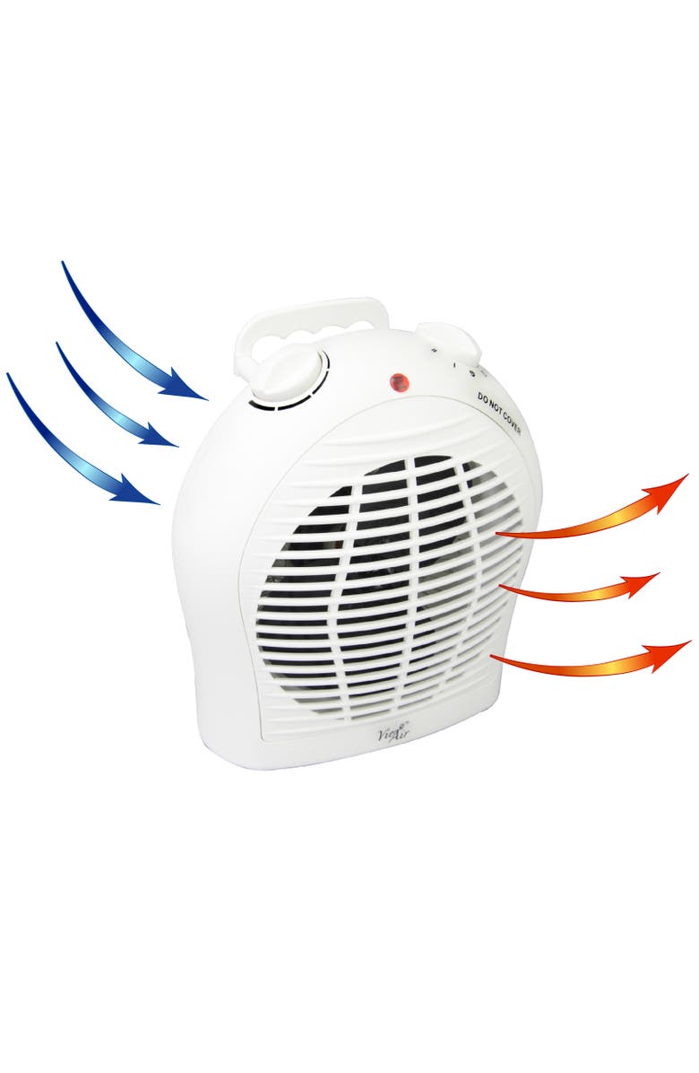 Vie Air 1500W Portable 2-Settings White Fan Heater with Adjustable Thermostat, Alternate, color, White
