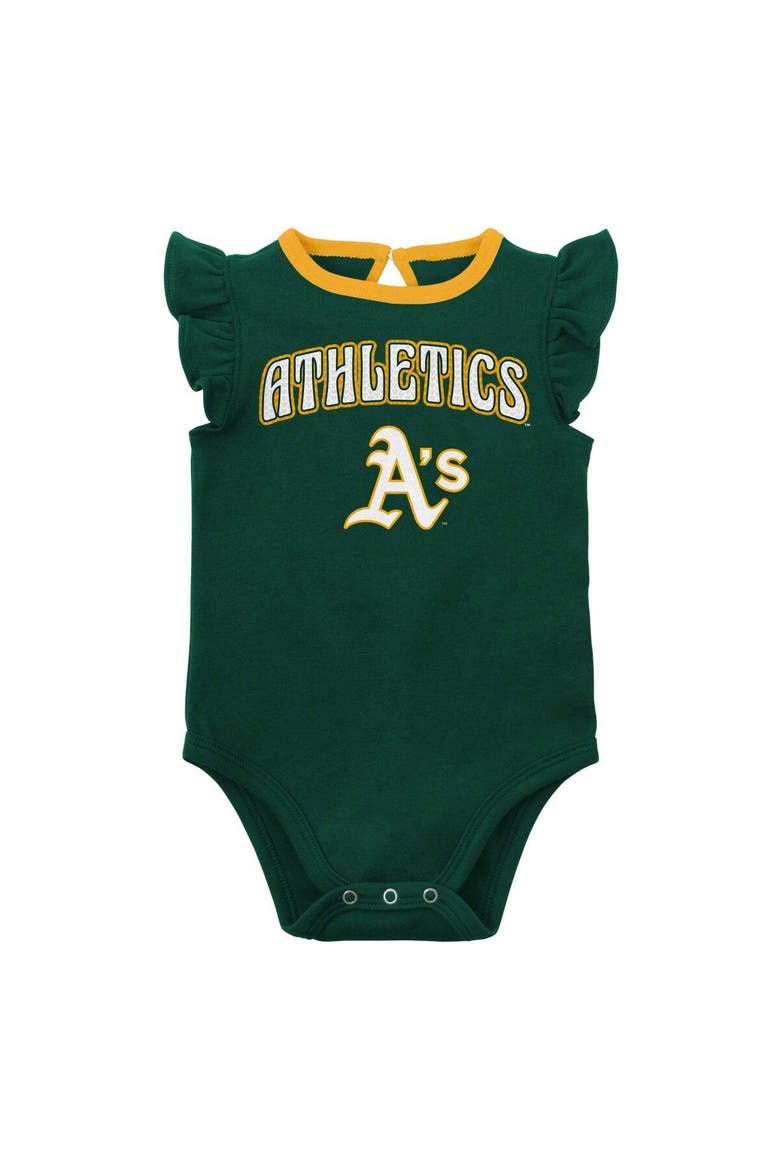 Infant Green/Heather Gray Oakland Athletics Little Fan Two-Pack Bodysuit Set, Alternate, color, Green