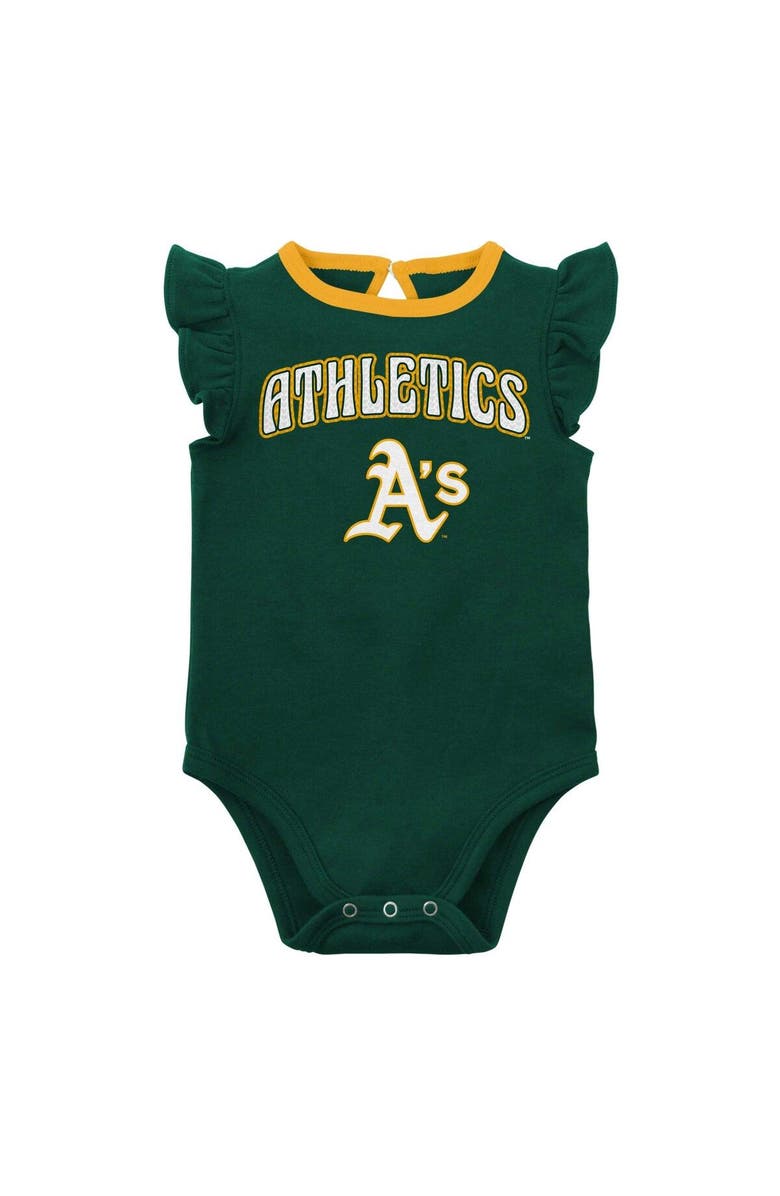 Outerstuff Infant Green/Heather Gray Oakland Athletics Little Fan Two-Pack Bodysuit Set, Alternate, color, Green