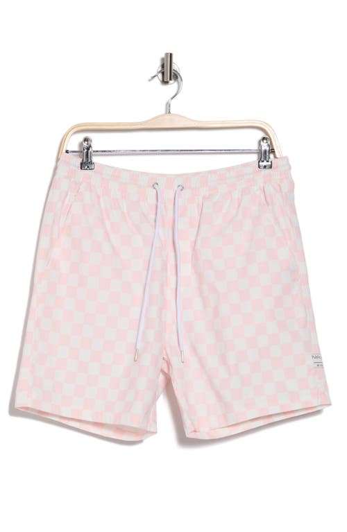 Public Art Checker Swim Shorts In Pink