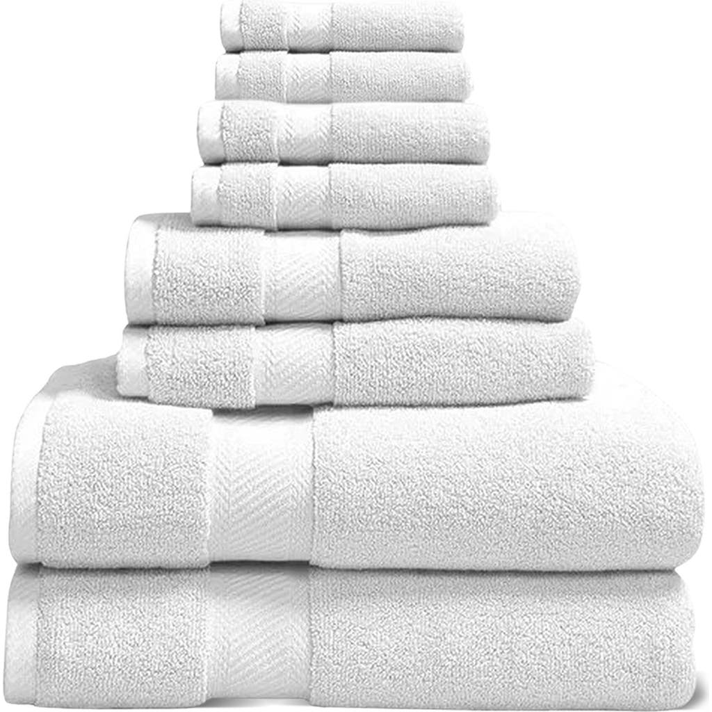 Luxury Home Organic Cotton Bath Towels Set In White