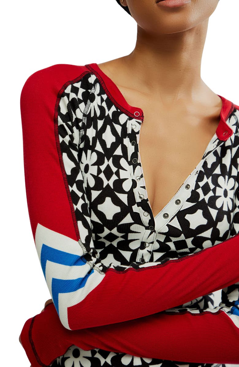 Free People Kick Off Print Henley, Alternate, color,