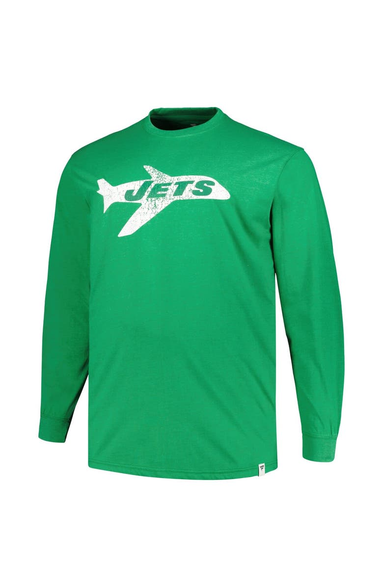 PROFILE Men's Profile  Heather Kelly Green New York Jets Big & Tall Throwback Long Sleeve T-Shirt, Alternate, color, 