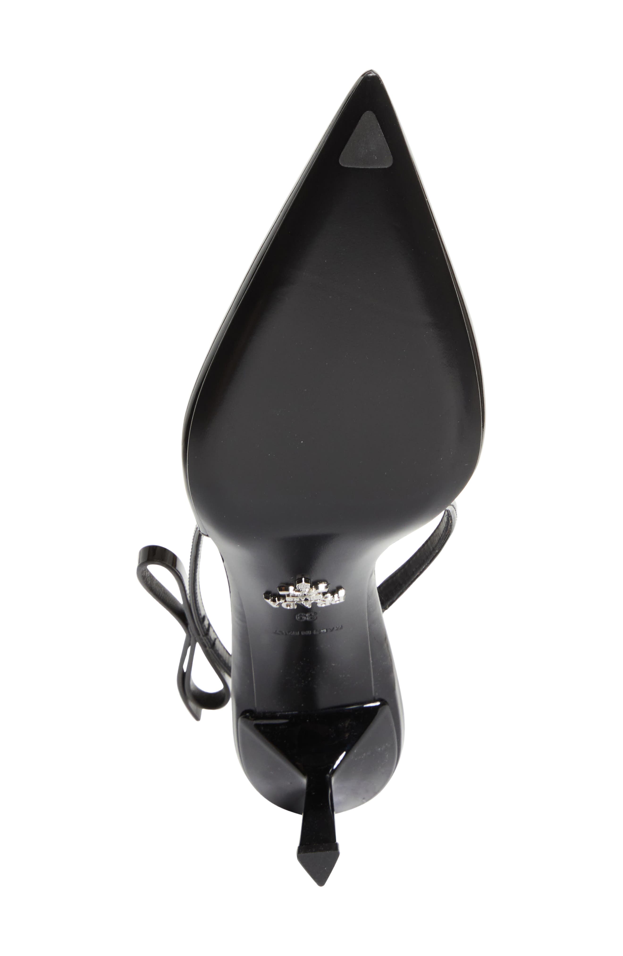 Prada Bow Ponted Toe Slingback Pump, Alternate, color, Nero