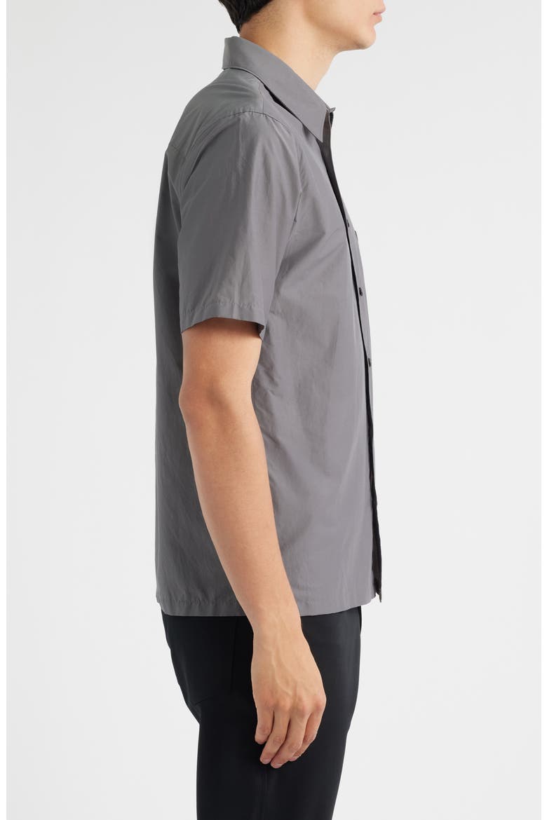 Noll Soft Lawn Short Sleeve Button-Up Shirt, Alternate, color, CARBON