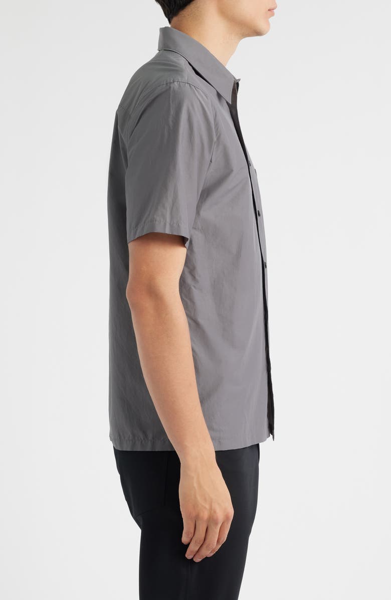 Theory Noll Soft Lawn Short Sleeve Button-Up Shirt, Alternate, color, Carbon