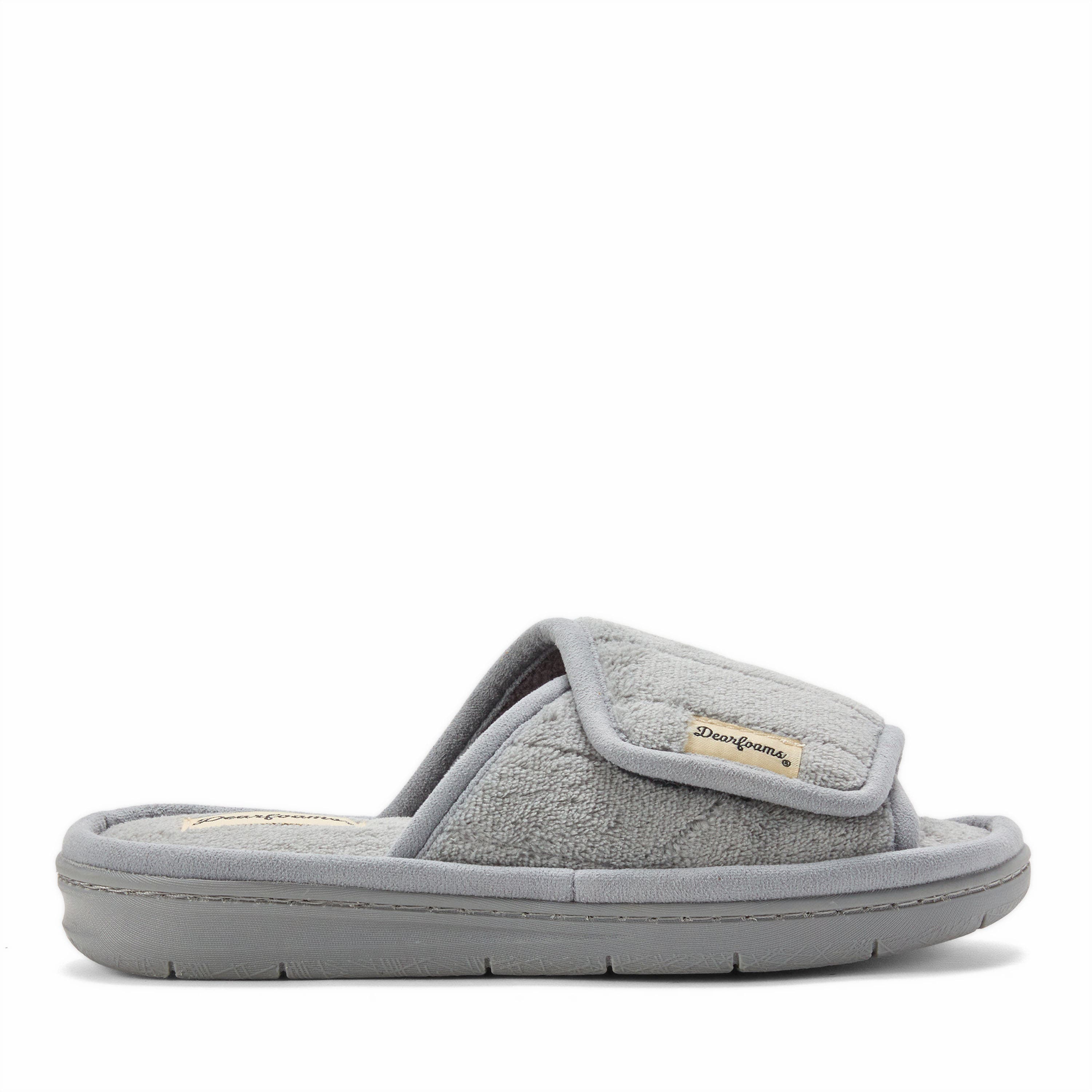 DEARFOAMS Mickey Terry Adjustable Shower Slide Slipper, Alternate, color, Sleet