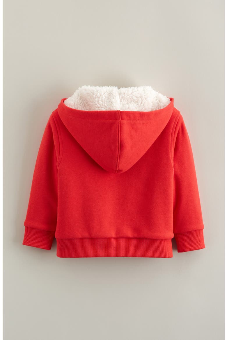 Faux Fur Lined Hooded Jacket, Alternate, color, RED T-REX SCARF EMBROIDERY