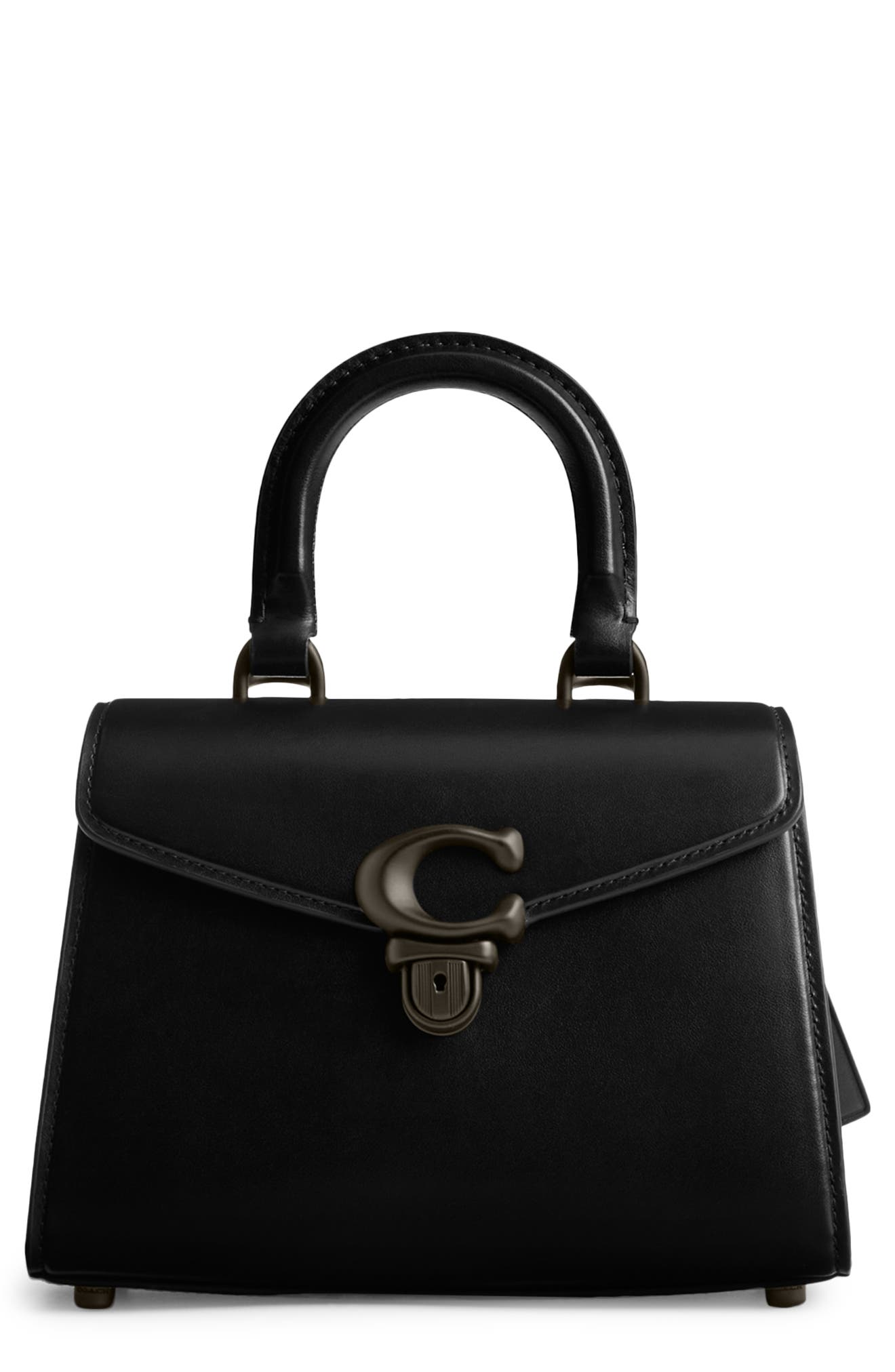 COACH Black Collection Luxe Leather Top Handle Bag, Main, color, 