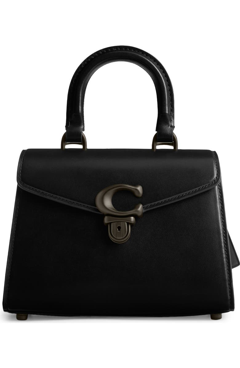 COACH Black Collection Luxe Leather Top Handle Bag, Main, color,