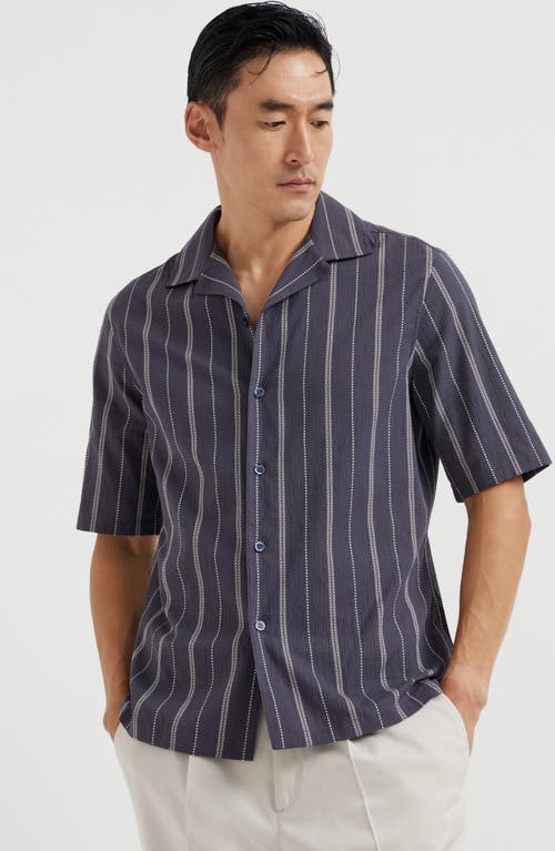 Brunello Cucinelli Gestreiftes Hemd In Blue