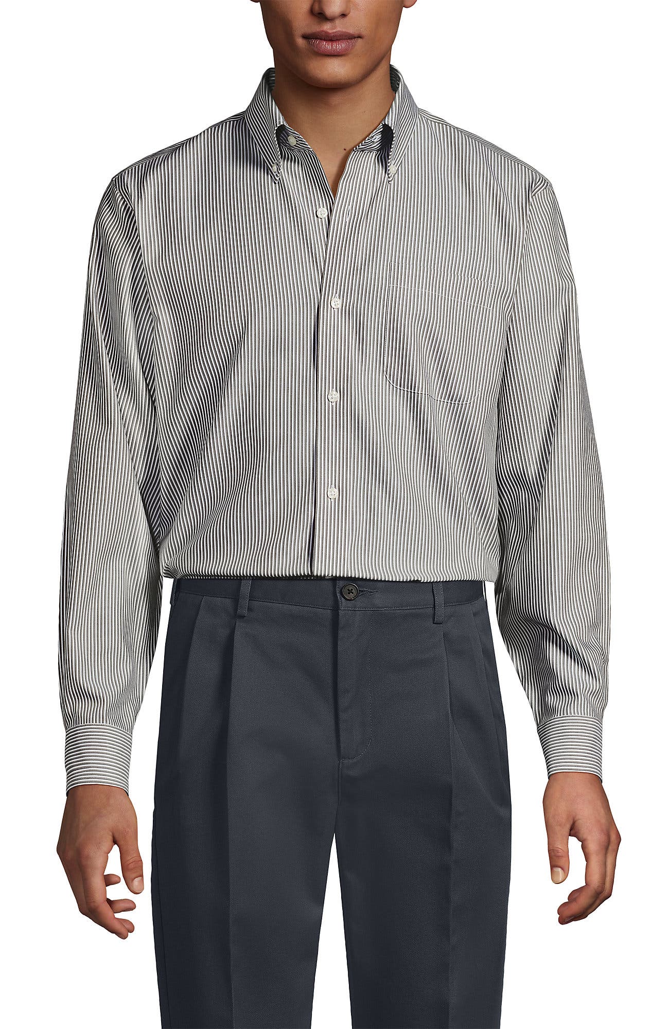 School Uniform  Tailored Fit No Iron Solid Supima Cotton Pinpoint Buttondown Collar Dress Shirt - image 3