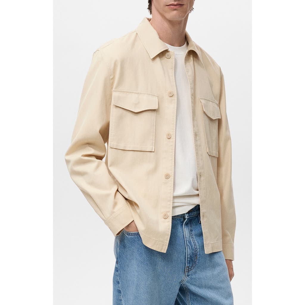 Mango Regular Fit Lyocell & Cotton Jacket In Neutral