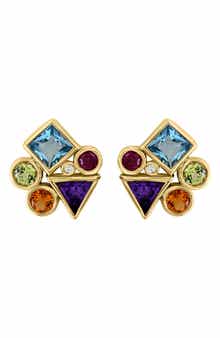 EFFY 14K Yellow Gold Multi Stone Diamond Stud Earrings