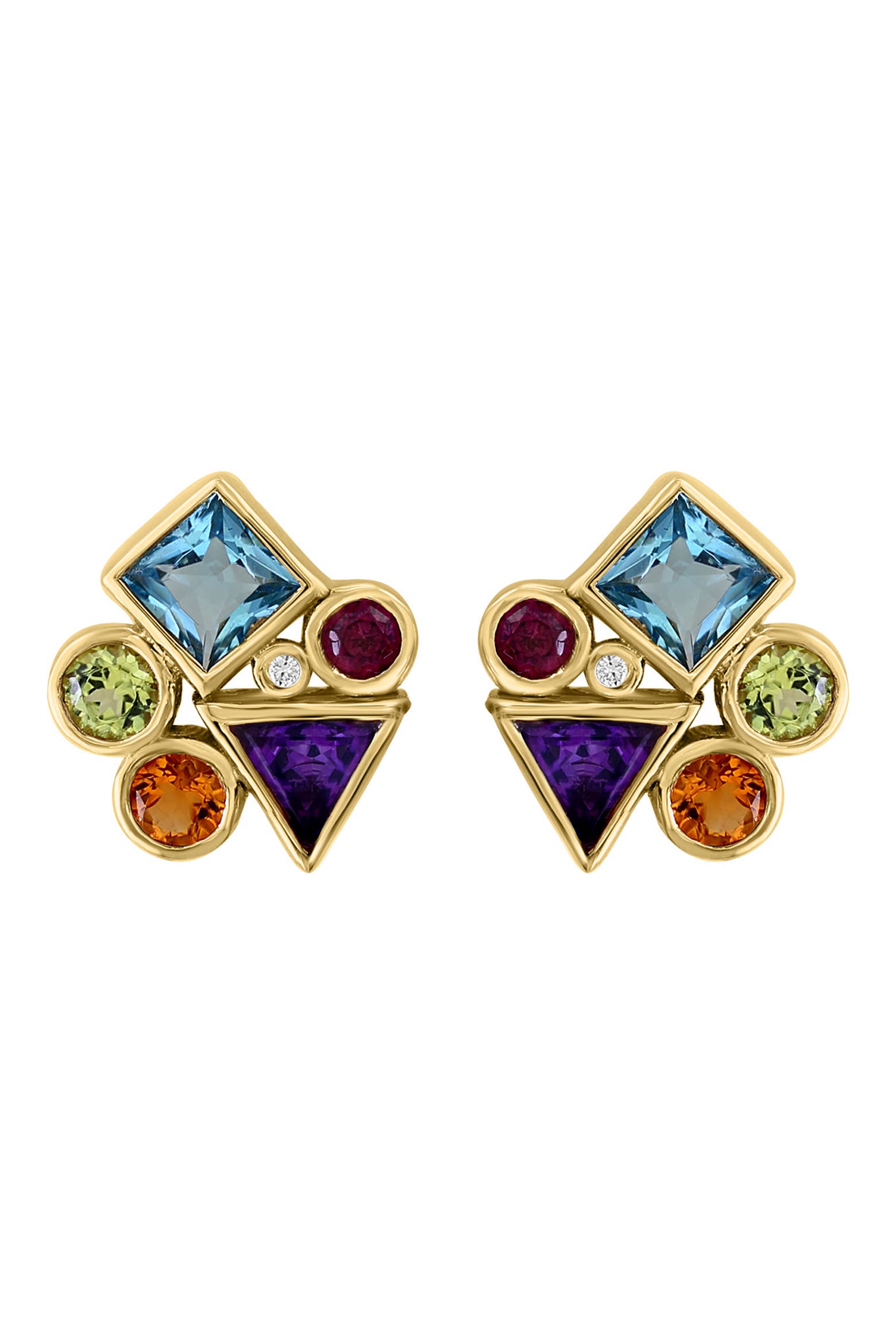 Multi Stud EFFY 14K Yellow Gold Multi Stone Diamond Stud Earrings (Women ...