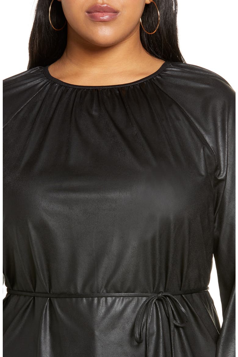 Faux Leather Tunic, Alternate, color, BLACK