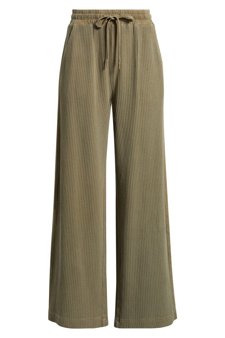 Side Stripe Waffle Knit Lounge Pants, Alternate, color, LIGHT OLIVE