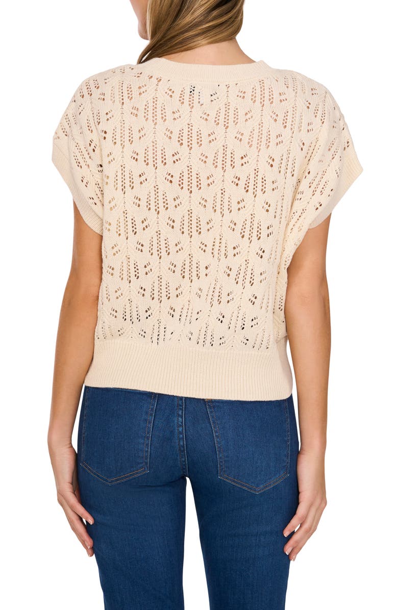 CeCe Pointelle Short Sleeve Sweater, Alternate, color, 