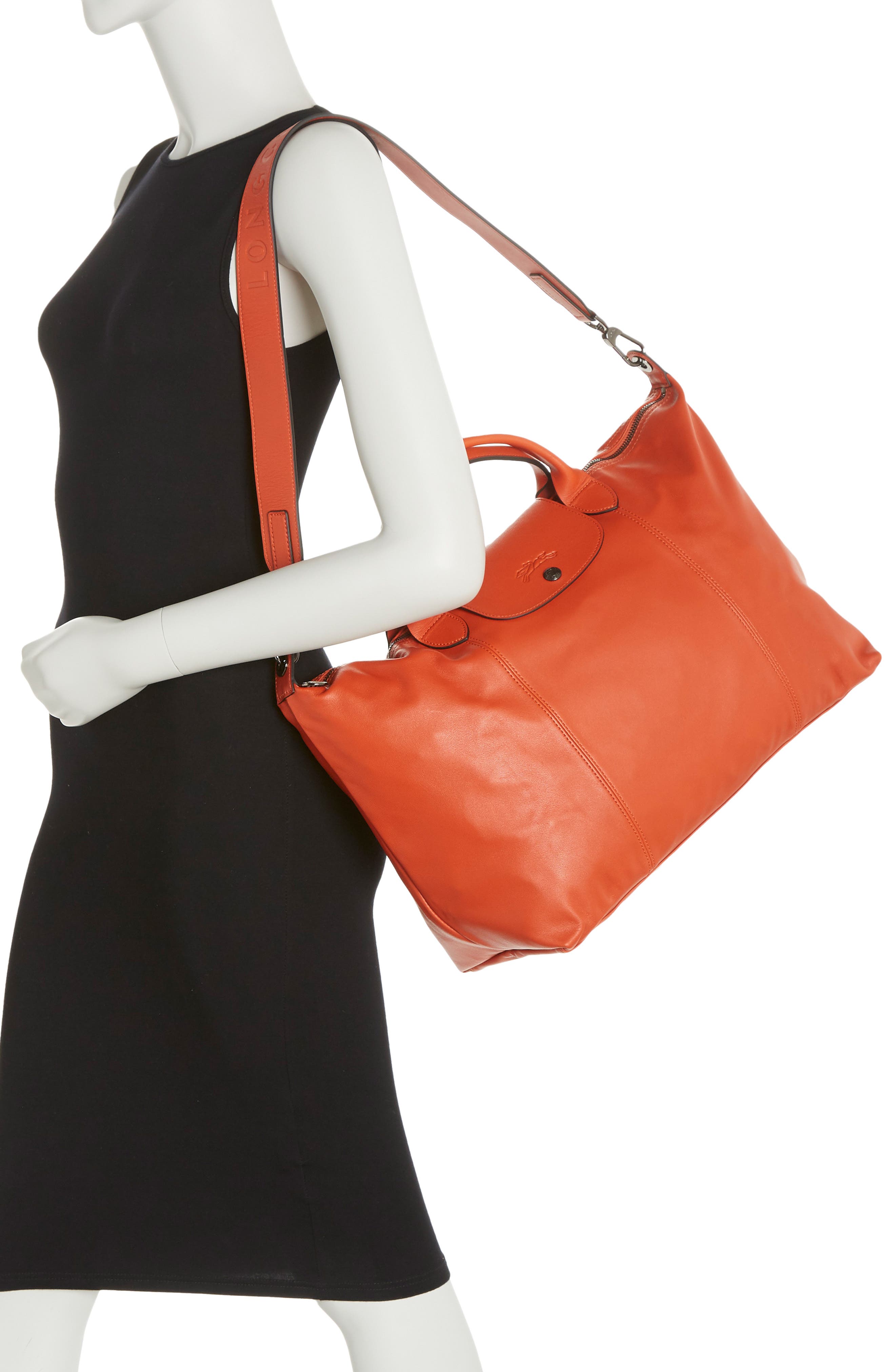 Longchamp Le Pliage Leather Top Handle Bag, Alternate, color, 
