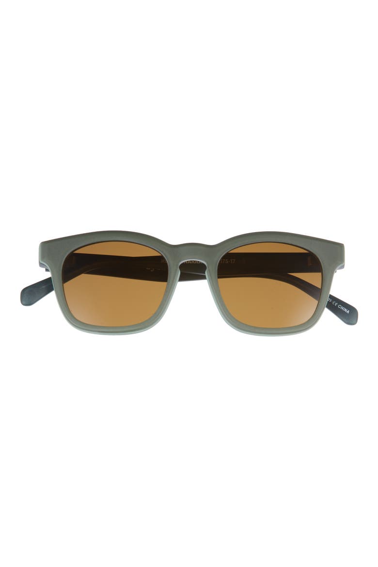 Humble Narrator 49mm Small Polarized Square Sunglasses, Main, color, MATTE SAGE GREEN/ BROWN