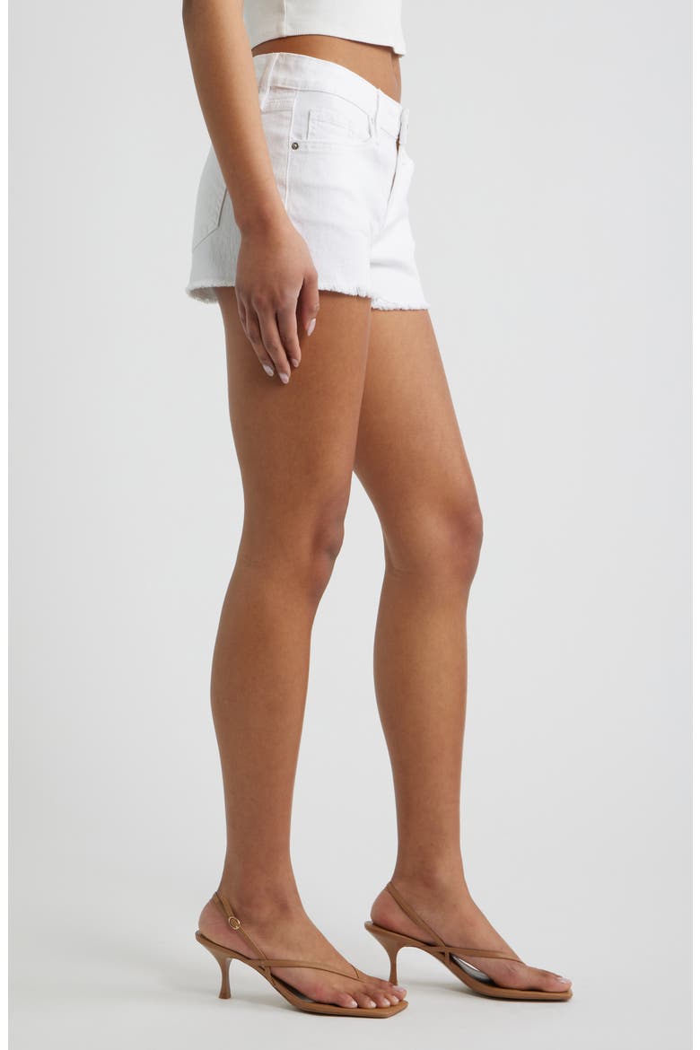 Low Rise Frayed Hem Denim Shorts, Alternate, color, WHITE