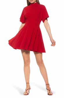Alexia Admor Autumn Mock Neck Fit & Flare Dress