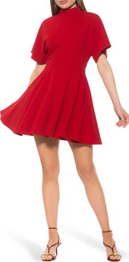 Alexia Admor Autumn Mock Neck Fit & Flare Dress